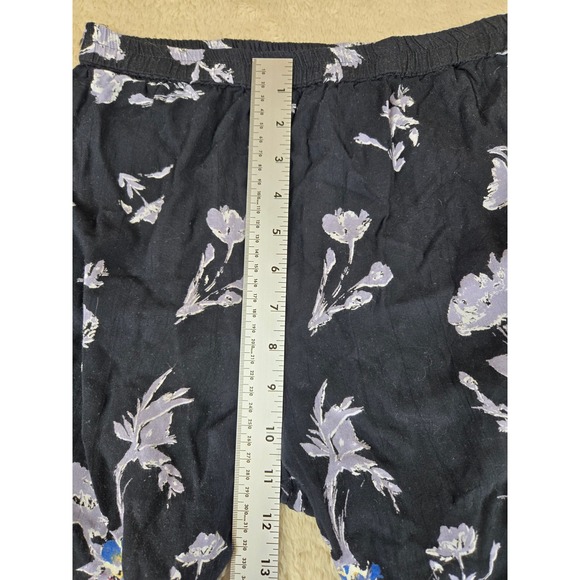 Angie Womens Floral Ruffle Bell Bottom Flare Pants Black Purple Size M - Picture 5 of 13